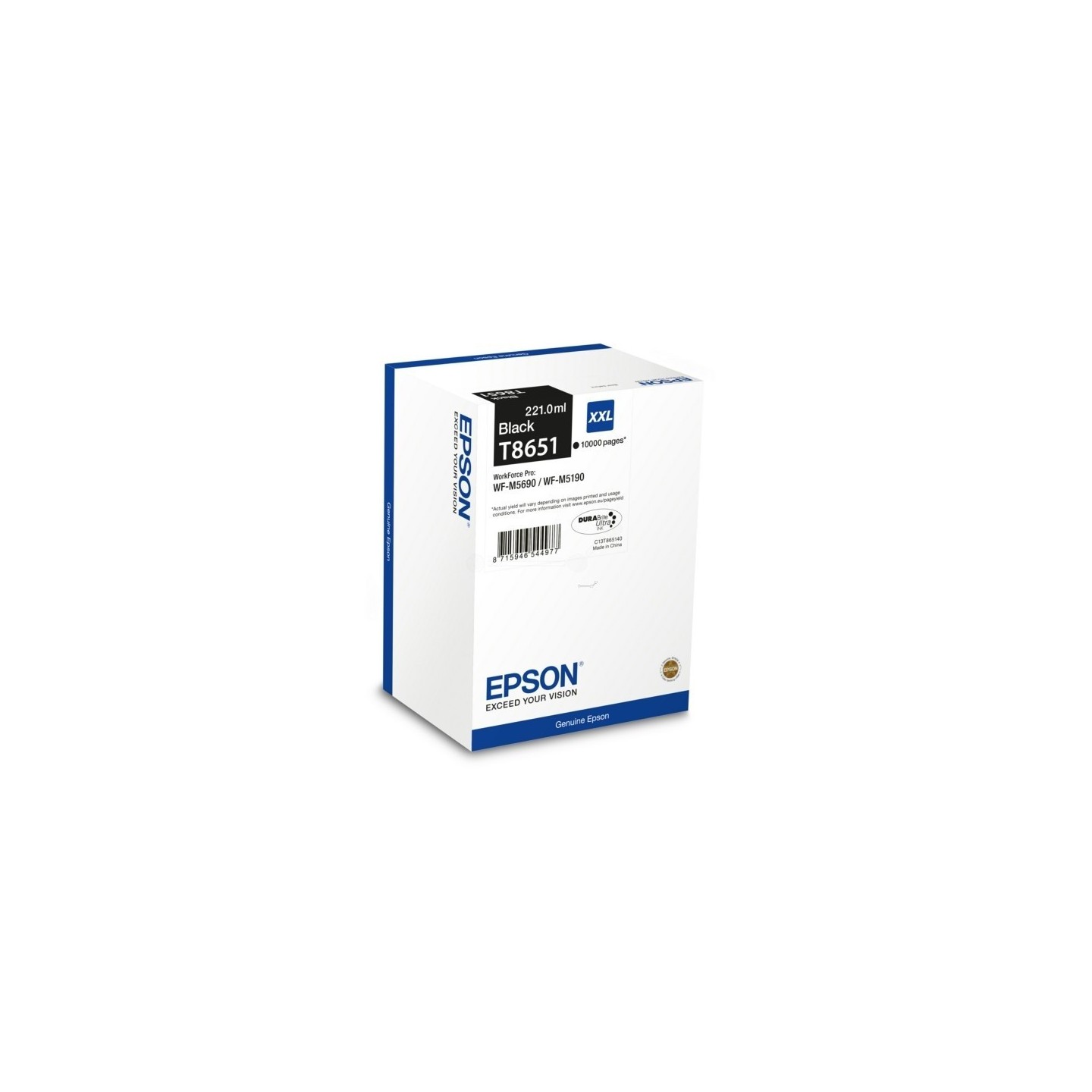 Cartouche jet d'encre Epson Noire pour WorkForce Pro M5190dw / M5690dwf  (T8651), Toner Express : achat en ligne de Cartouche je