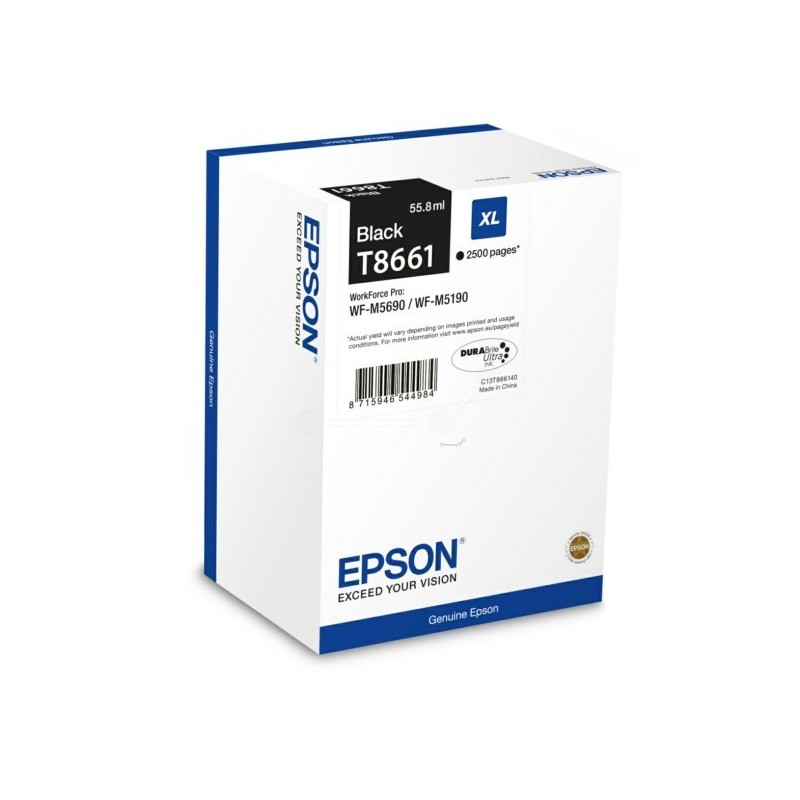 Cartouche jet d'encre Epson Noire pour WorkForce Pro M5190dw / M5690dwf  (T8661)