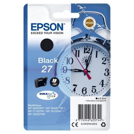 C13T27014010 : Cartouche d'encre noire Epson pour WorkForce 3620/ 3640/7620DTWF .. (n°27) (réveil) (C13T27014012)