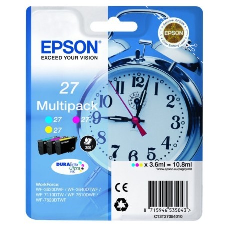Multipack 3 couleurs (cyan, magenta, jaune) Epson pour WorkForce 3620/ 3640/7620DTWF .. (n°27) (réveil), Toner Express : achat e
