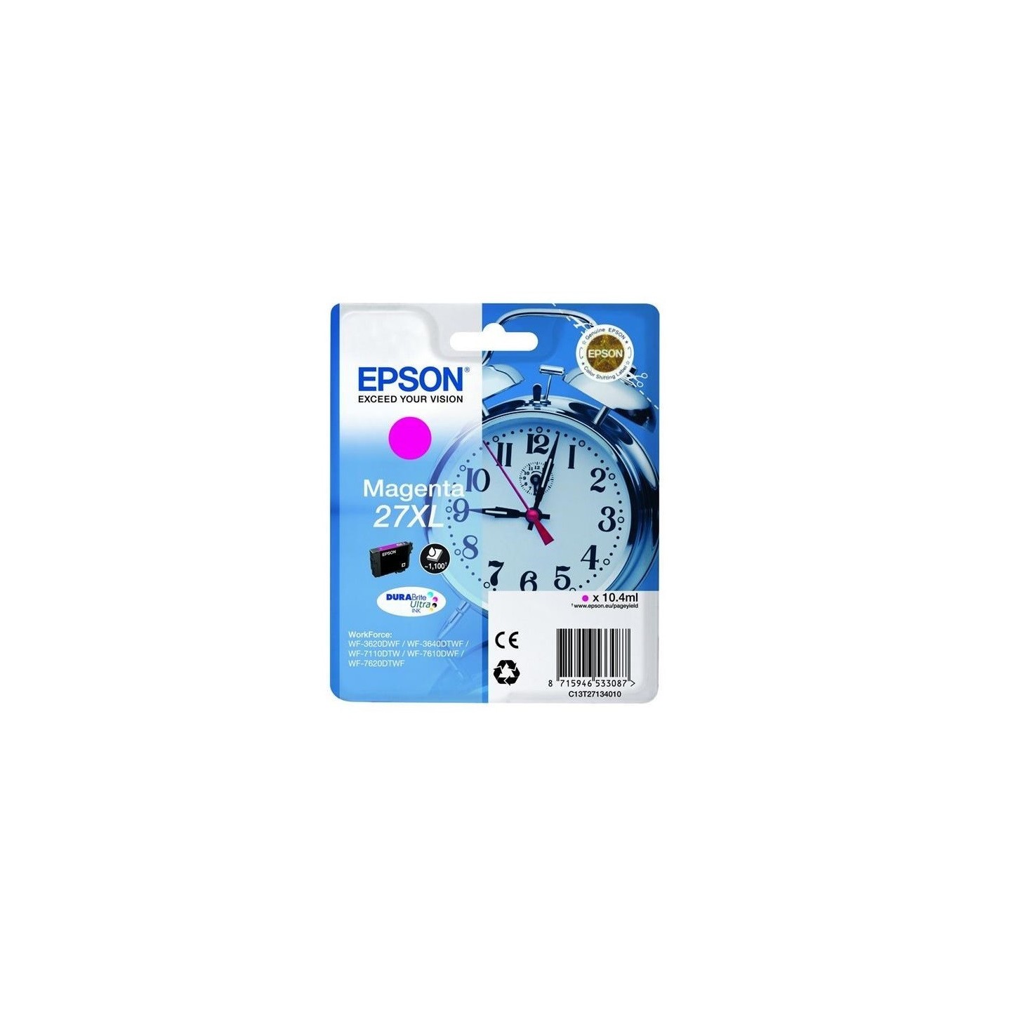 Cartouche d'encre magenta XL Epson pour WorkForce WorkForce 3620/ 3640/7620DTWF .. (n°27XL) (réveil), Toner Express : achat en l