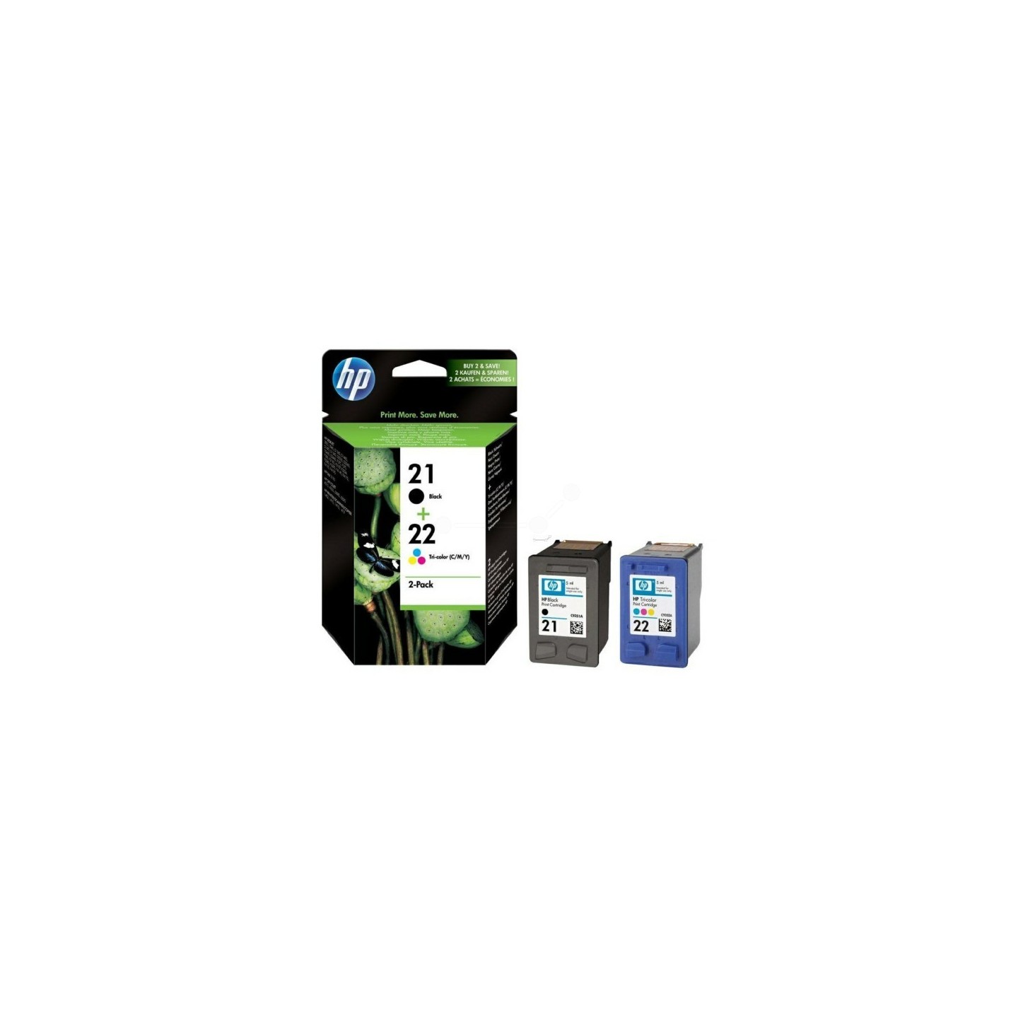 Pack cartouche encre HP 1 Noire N°21 + 1 couleur N°22, Toner Express : achat en ligne de Pack cartouche encre HP 1 Noire N°21 + 