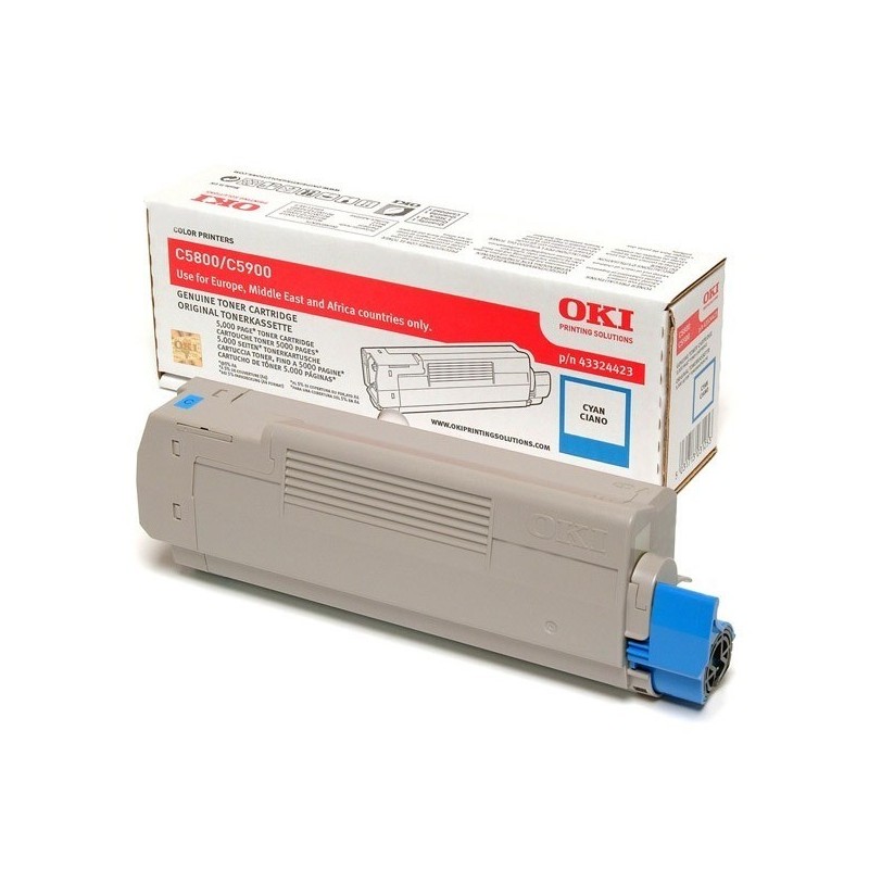 43324423 - Toner cyan Oki pour imprimante C5800/C5900 Toner Express : achat en ligne de Toner cyan Oki 
