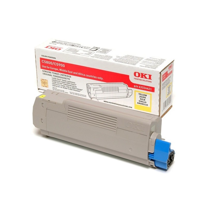 43324421 - Toner jaune Oki pour imprimante C5800/C5900, Toner Express : achat en ligne de Toner jaune Oki 