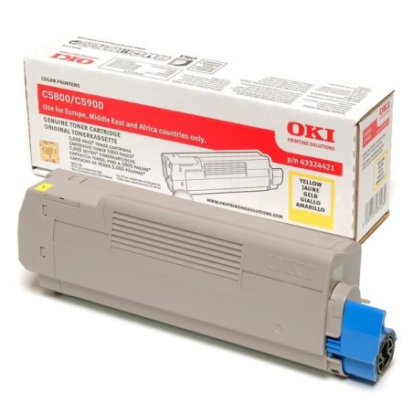 43324421 - Toner jaune Oki pour imprimante C5800/C5900, Toner Express : achat en ligne de Toner jaune Oki 