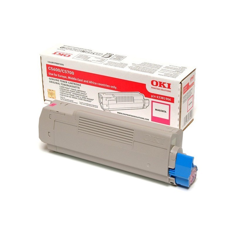 43381906 - Toner magenta Oki pour imprimante C5600/C5700, Toner Express : achat en ligne de Toner magenta Oki 