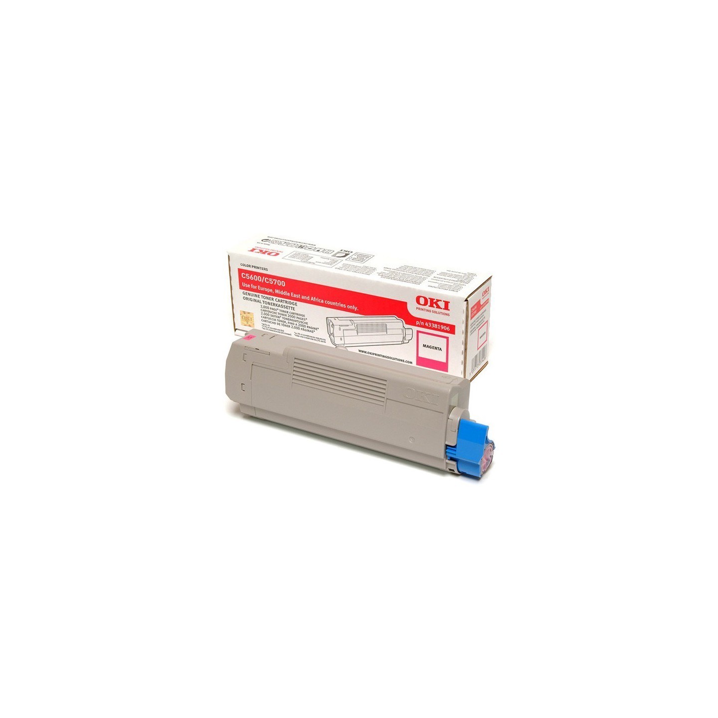 43381906 - Toner magenta Oki pour imprimante C5600/C5700, Toner Express : achat en ligne de Toner magenta Oki 