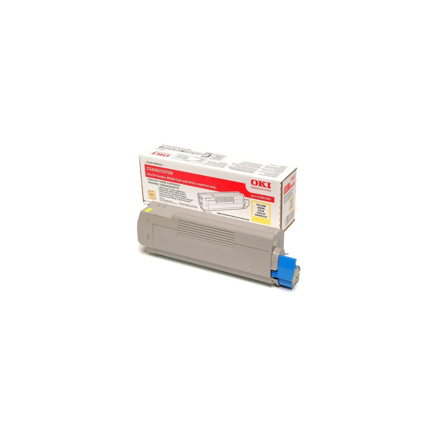 43381905 - Toner jaune Oki pour imprimante C5600/C5700, Toner Express : achat en ligne de Toner jaune Oki 