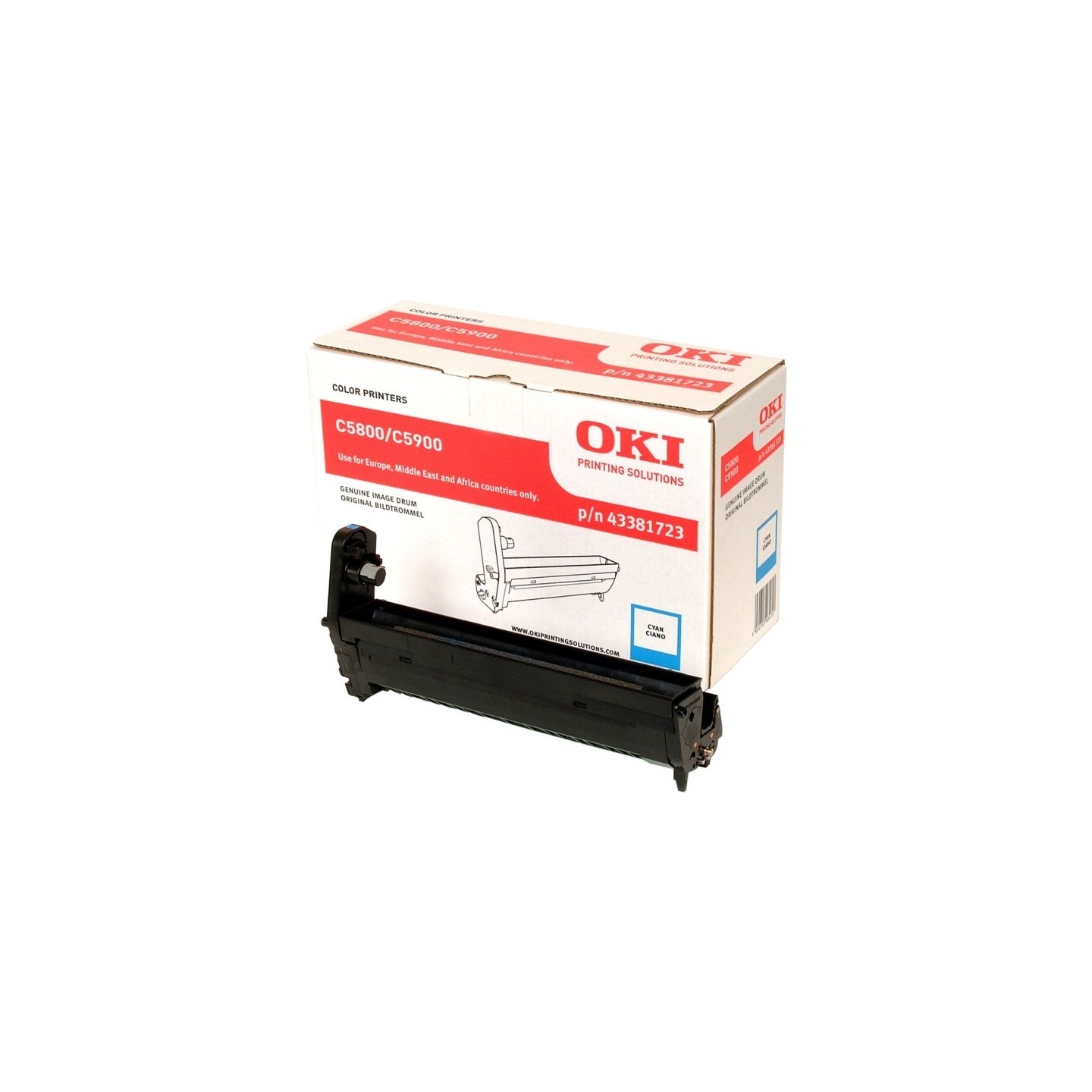 43381723 - Tambour cyan Oki pour imprimante C5800/C5900, Toner Express : achat en ligne de Tambour cyan Oki 