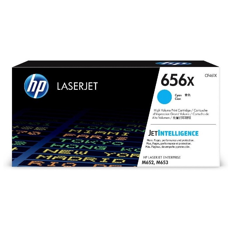 Toner Cyan HP Haute Capacité pour Color LaserJet Enterprise M652 / M653.... (656X) - 22 000 pages