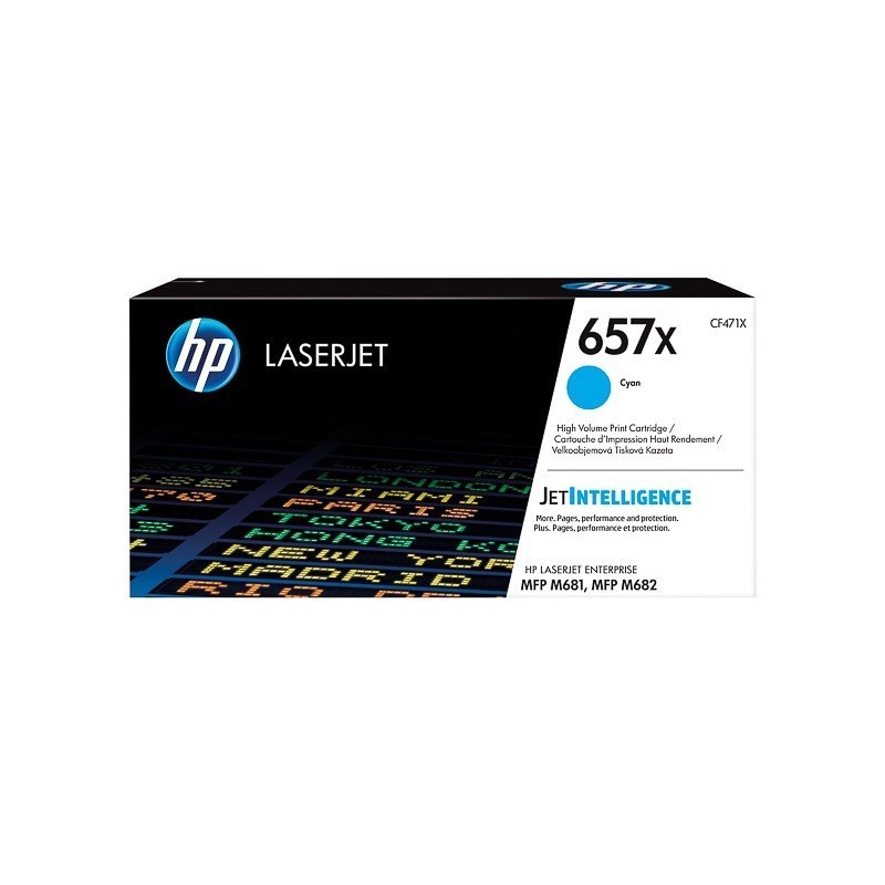 Toner Cyan HP Haute Capacité pour LaserJet Enterprise M681 / M682.... (657X) - 23 000 pages
