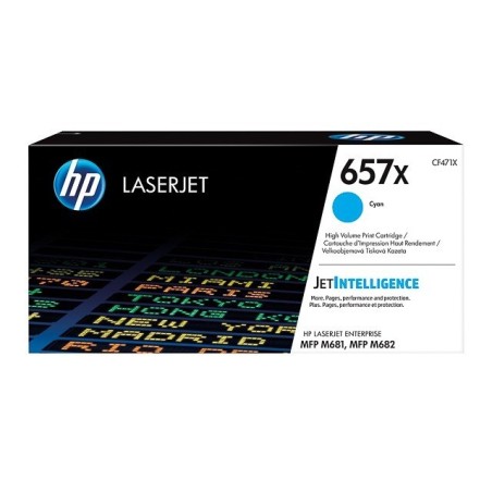 Toner Cyan HP Haute Capacité pour LaserJet Enterprise M681 / M682.... (657X) - 23 000 pages