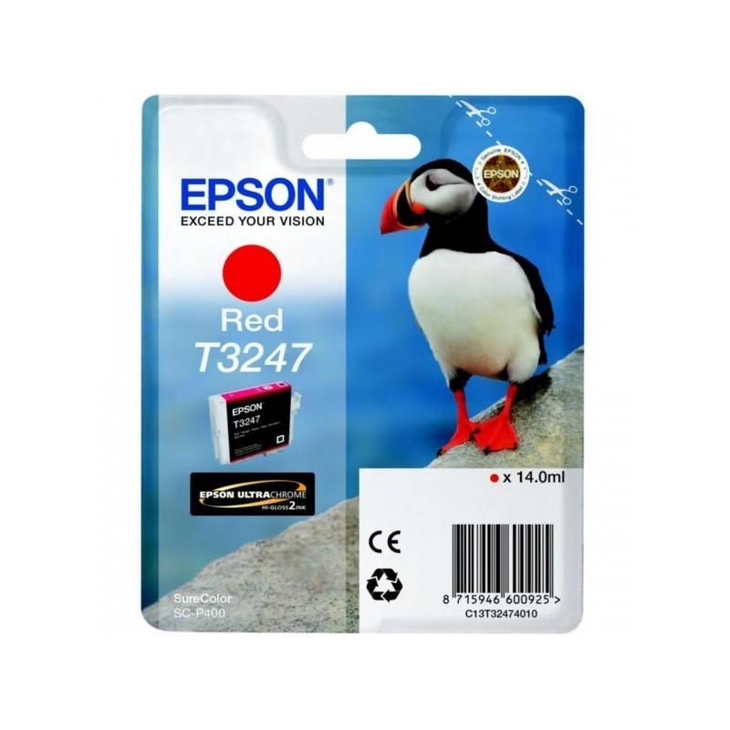 Cartouche Jet d'encre T3247 Rouge EPSON MACAREUX (14 ml) pour Imprimante SureColor SC-P400