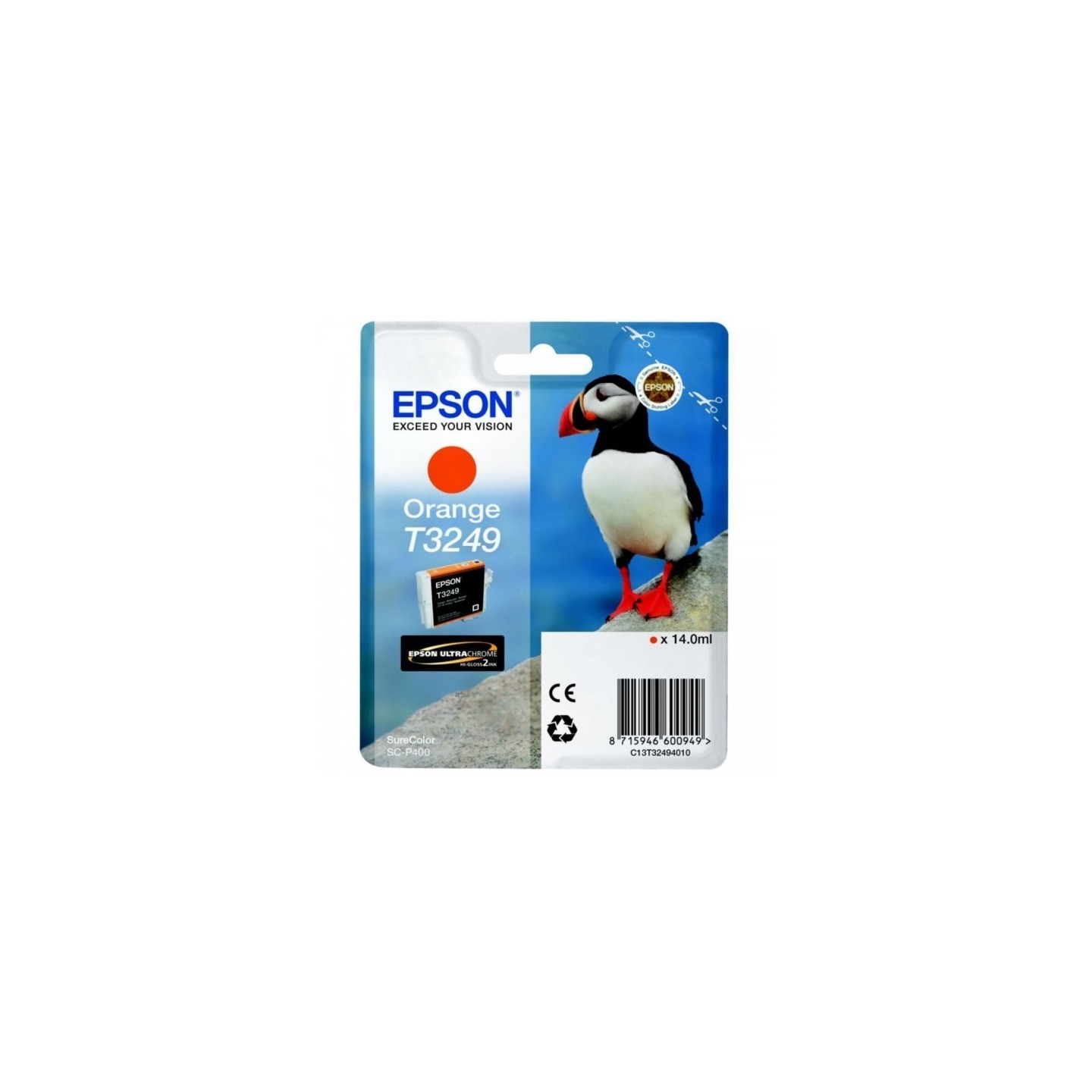 Cartouche Jet d'encre T3249 Orange EPSON MACAREUX  (14 ml) pour Imprimante SureColor SC-P400
