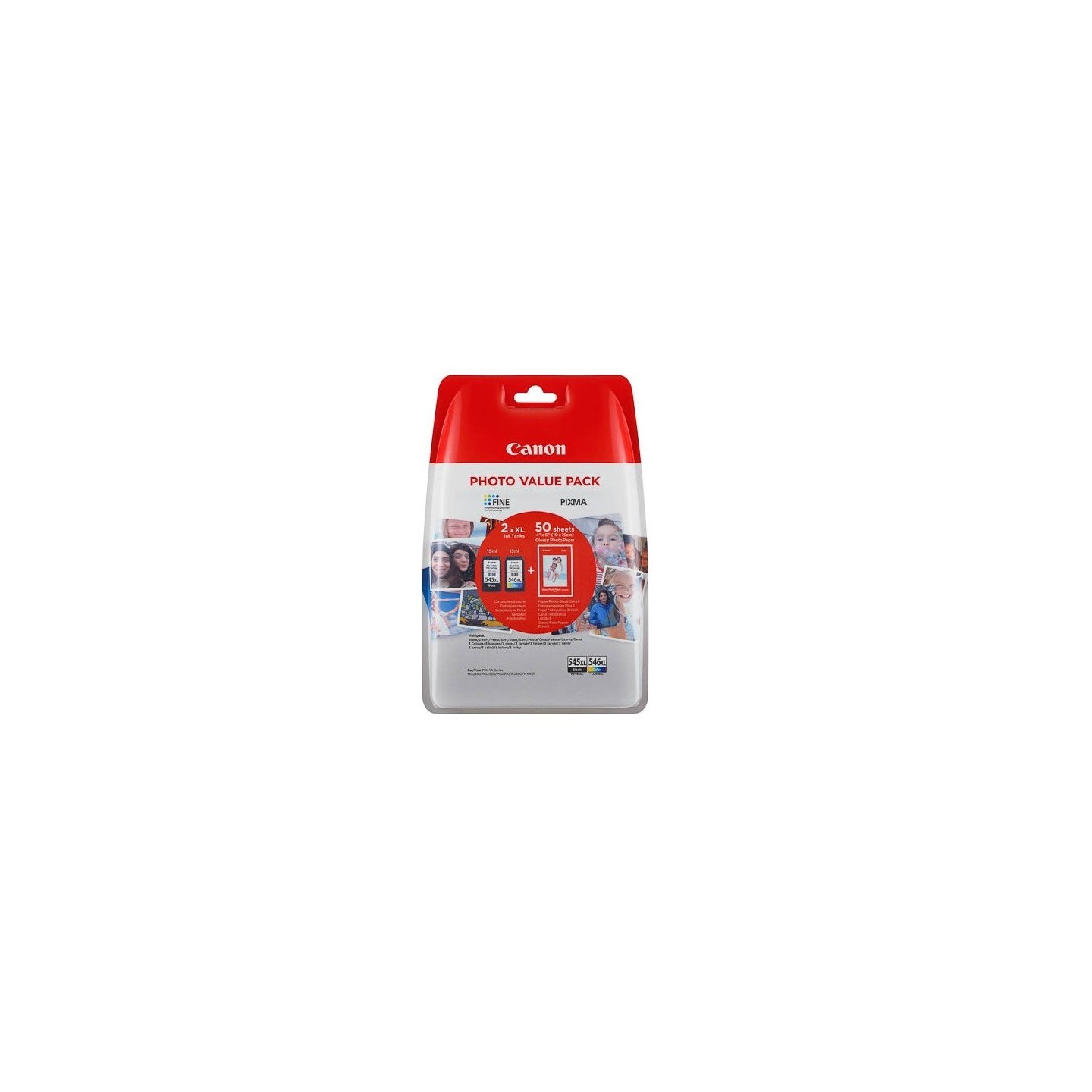 Multipack noir + couleur Canon pour pixma MG2450 / MG2550 / MX495...  (PG-545X + CL-546XL + Papier photo)