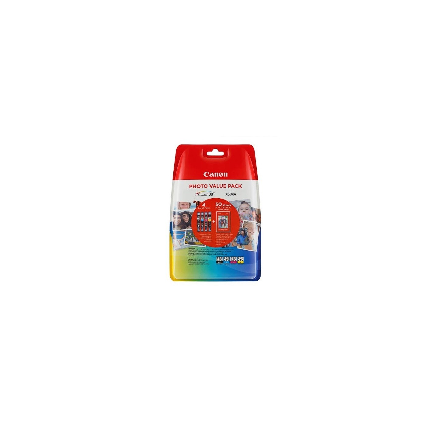 Multipack Canon CLI-526 N/C/M/Y + papier photo pour IP4850 / MG5150.....
