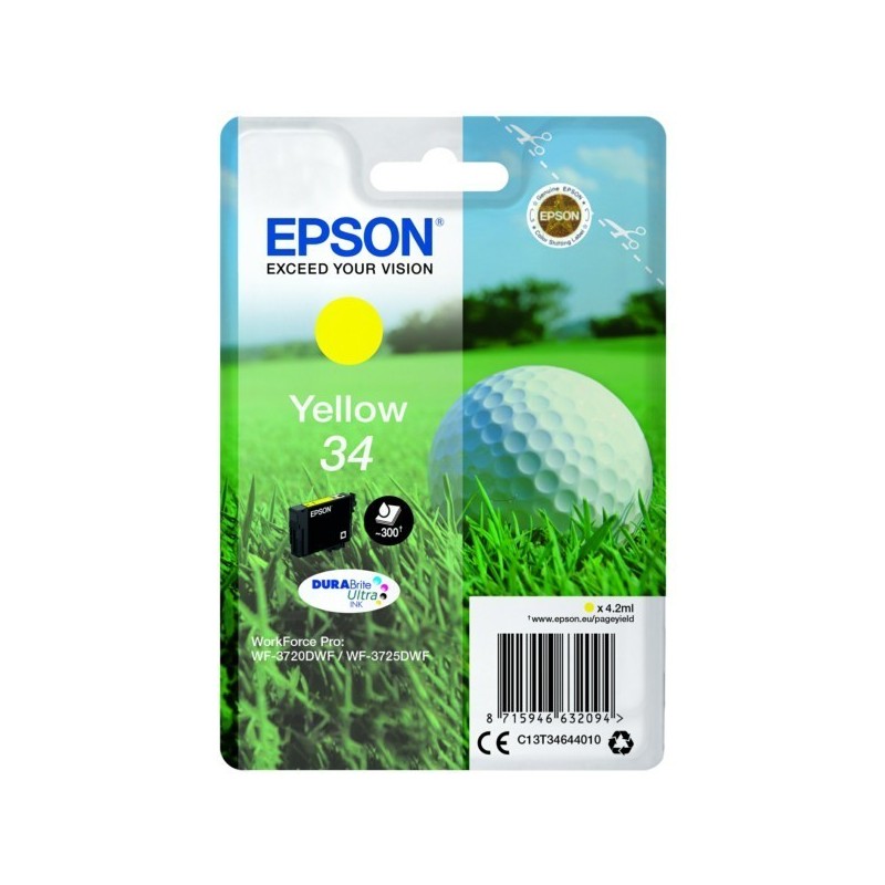 Cartouche d'encre Jaune Epson pour WorkForce 3720DWF/3725DWF .. (n°34) (balle de golf)