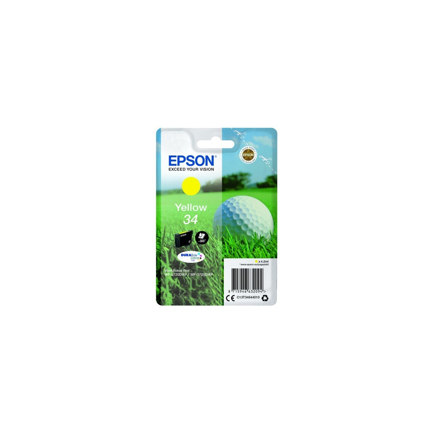 Cartouche d'encre Jaune Epson pour WorkForce 3720DWF/3725DWF .. (n°34) (balle de golf)
