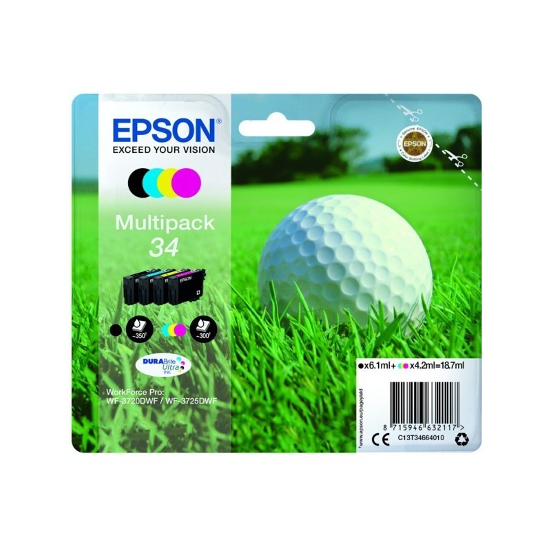 Pack de 4 cartouches Epson pour WorkForce 3720DWF/3725DWF .. (n°34) (balle de golf)