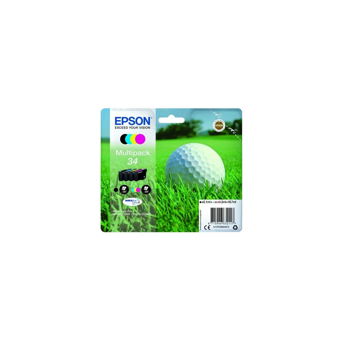 Pack de 4 cartouches Epson pour WorkForce 3720DWF/3725DWF .. (n°34) (balle de golf)