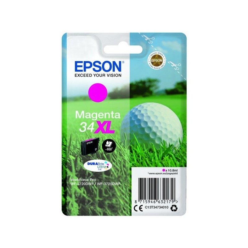 Cartouche d'encre Magenta Haute Capacité Epson pour WorkForce 3720DWF/3725DWF .. (n°34XL) (balle de golf)