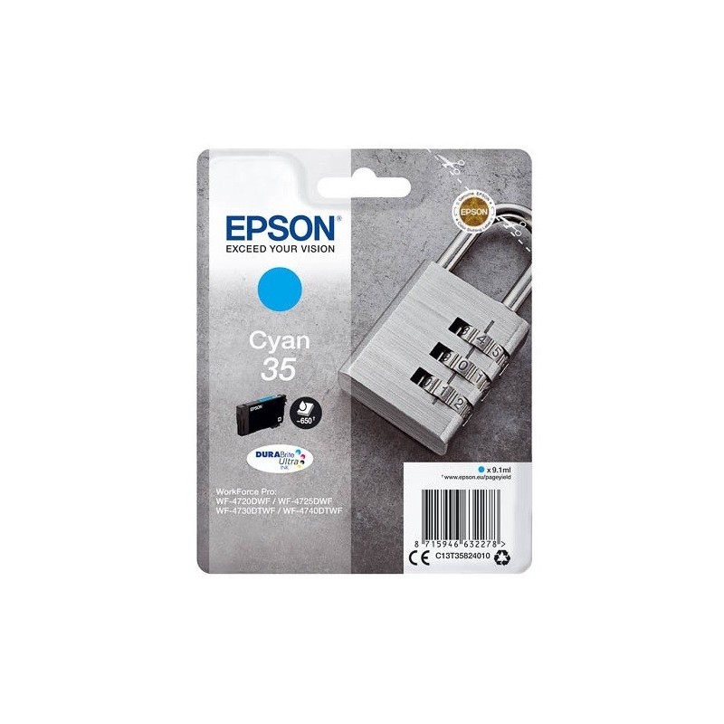Cartouche d'encre Cyan Epson pour WorkForce Pro 4720DWF .. (n°35) (Cadenas)
