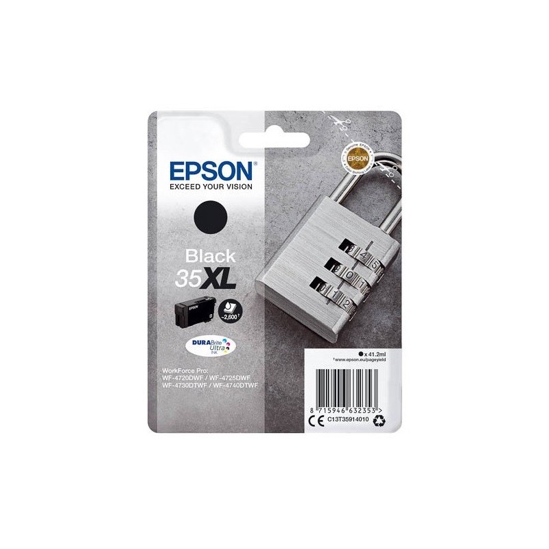 Cartouche d'encre Noire Haute capcité Epson pour WorkForce Pro 4720DWF .. (n°35XL) (Cadenas)