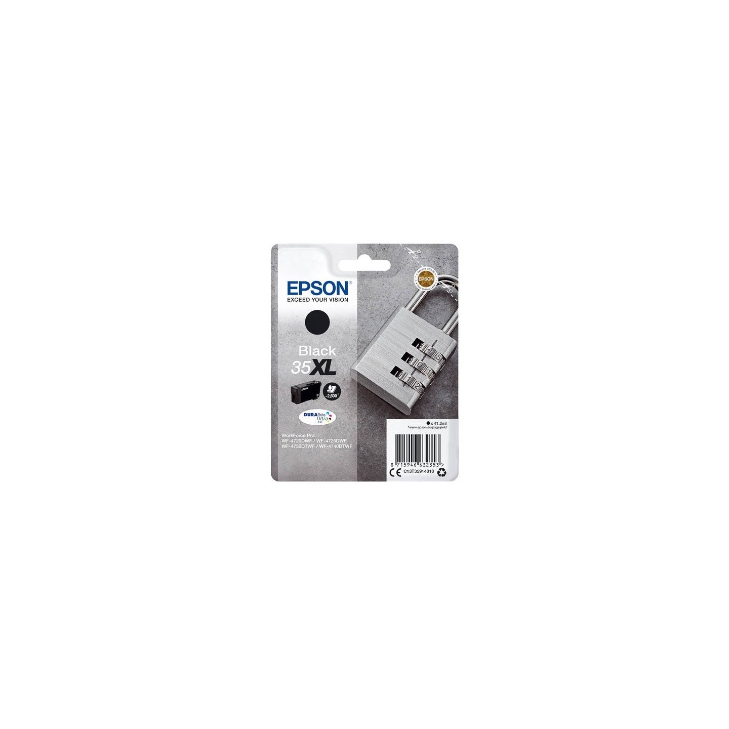 Cartouche d'encre Noire Haute capcité Epson pour WorkForce Pro 4720DWF .. (n°35XL) (Cadenas)