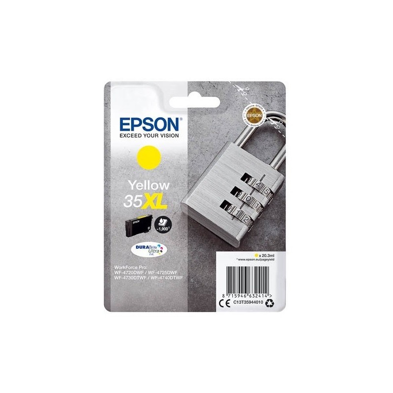 Cartouche d'encre Jaune Haute Capacité Epson pour WorkForce Pro 4720DWF .. (n°35XL) (Cadenas)