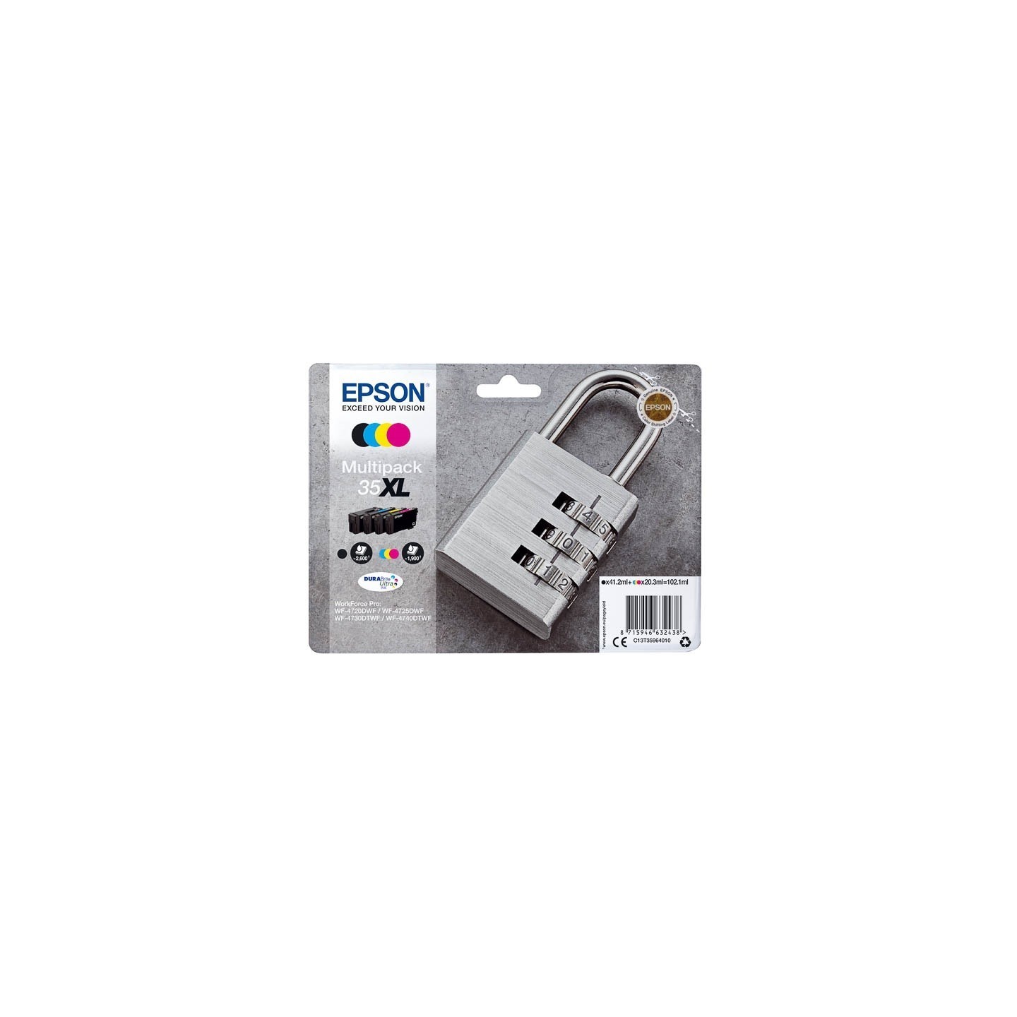 Pack de 4 Cartouches d'encre Haute Capacité Epson pour WorkForce Pro 4720DWF .. (n°35XL) (Cadenas)