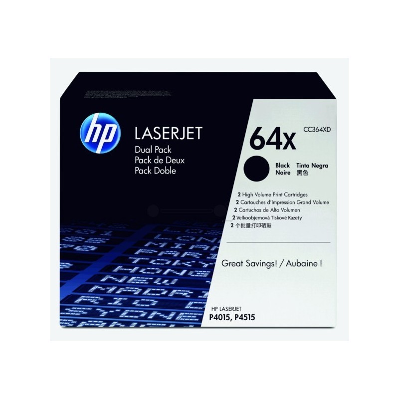 Pack de 2 Toners noirs haute capacité HP pour laserjet P4015 / P4515... (64X), Toner Express : achat en ligne de Pack de 2 Toner