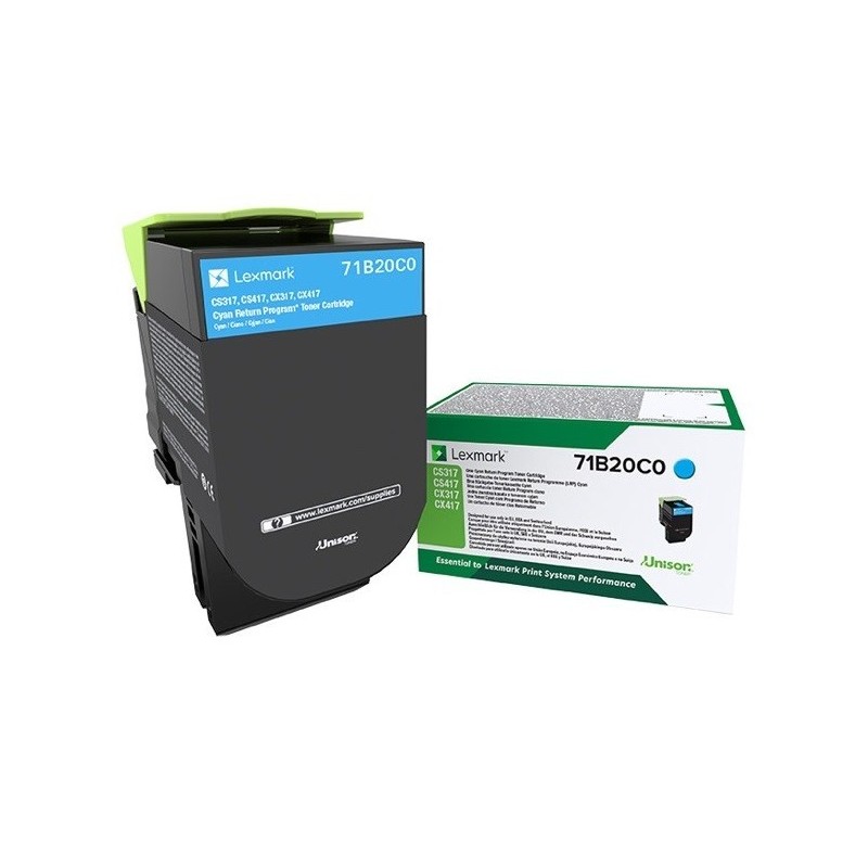 Toner Cyan Lexmark Return Program pour imprimante CS317dn/ Multifonction CX317dn