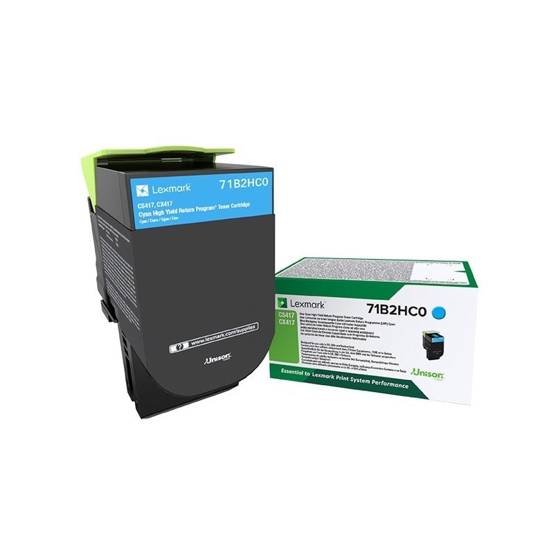 Toner Cyan, rendement élevé, LEXMARK Return Program pour imprimante CS417dn/ Multifonction CX417dn