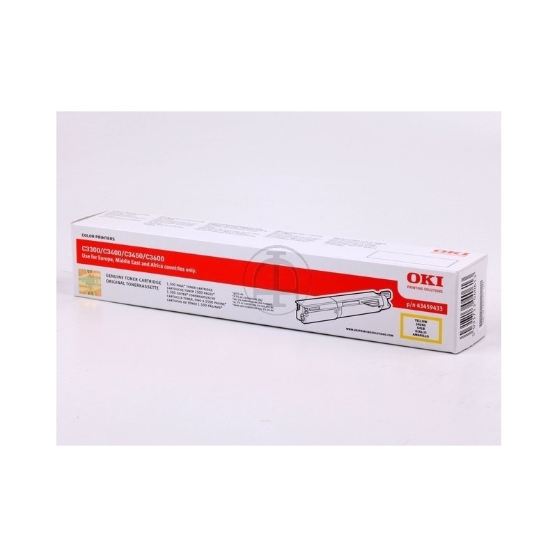 Toner jaune Oki pour C3300/C3400/C3450/C3600 - 1 500 pages