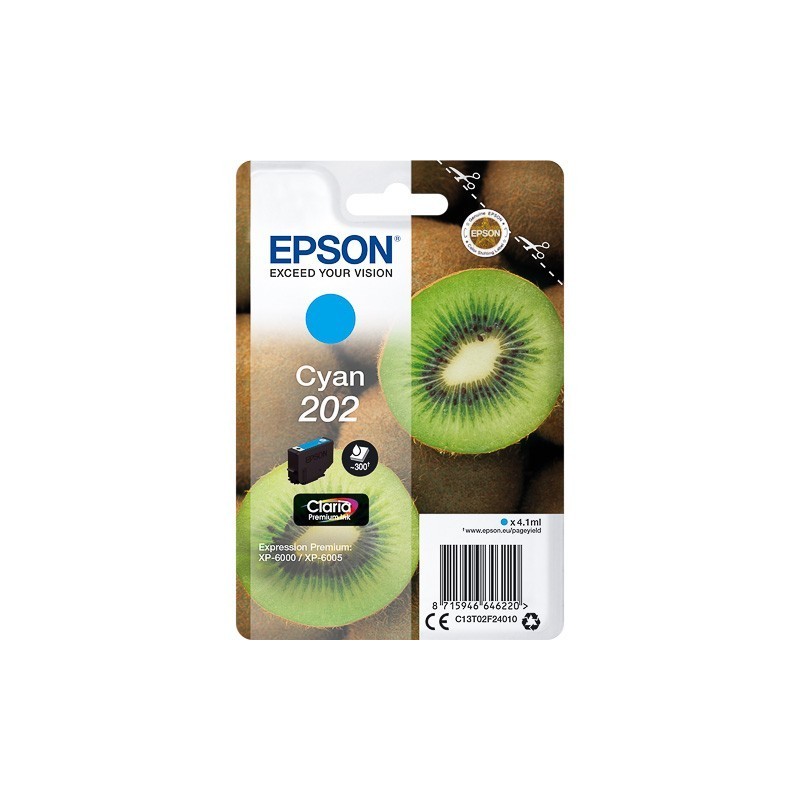 Cartouche Cyan Epson pour Expression Premium XP6000- XP6005 - (n°202 - Kiwi) 