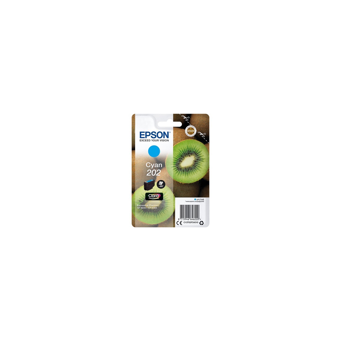 Cartouche Cyan Epson pour Expression Premium XP6000- XP6005 - (n°202 - Kiwi) 