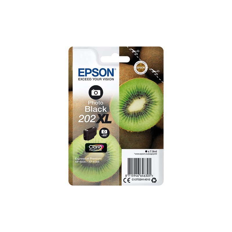 Cartouche Noir Photo XL Epson pour Expression Premium XP6000- XP6005 - (n°202XL - Kiwi) 