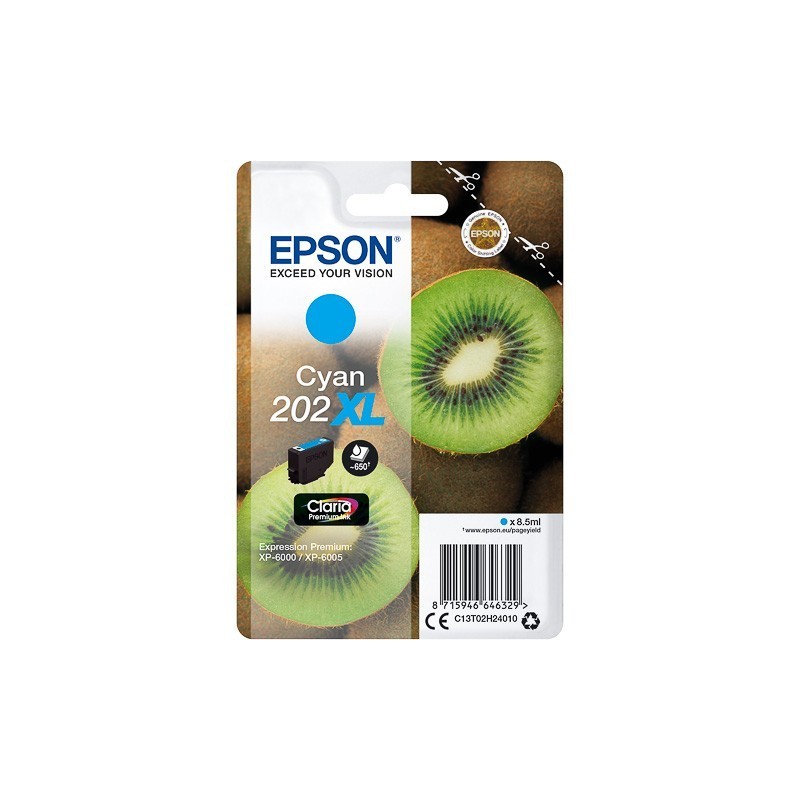 Cartouche Cyan XL Epson pour Expression Premium XP6000- XP6005 - (n°202XL - Kiwi) 