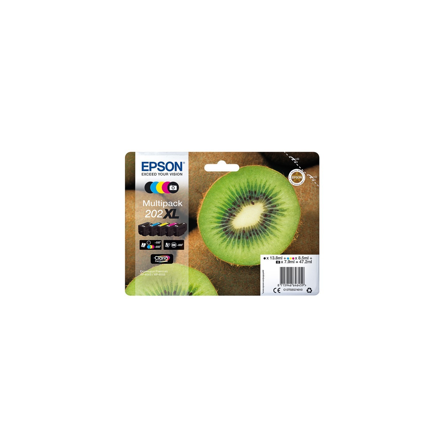 Pack 5 Cartouches XL Epson pour Expression Premium XP6000- XP6005 - (n°202XL - Kiwi) 
