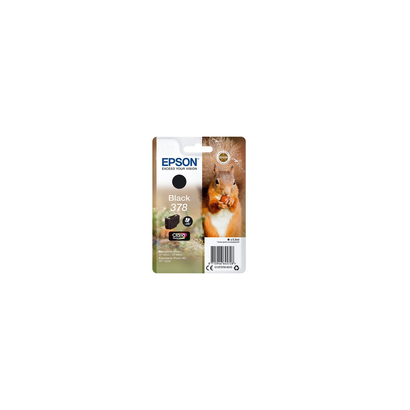 Cartouche Noir Epson pour Expression Premium XP8500- XP8505 ... - (n°378 - Ecureuil) 
