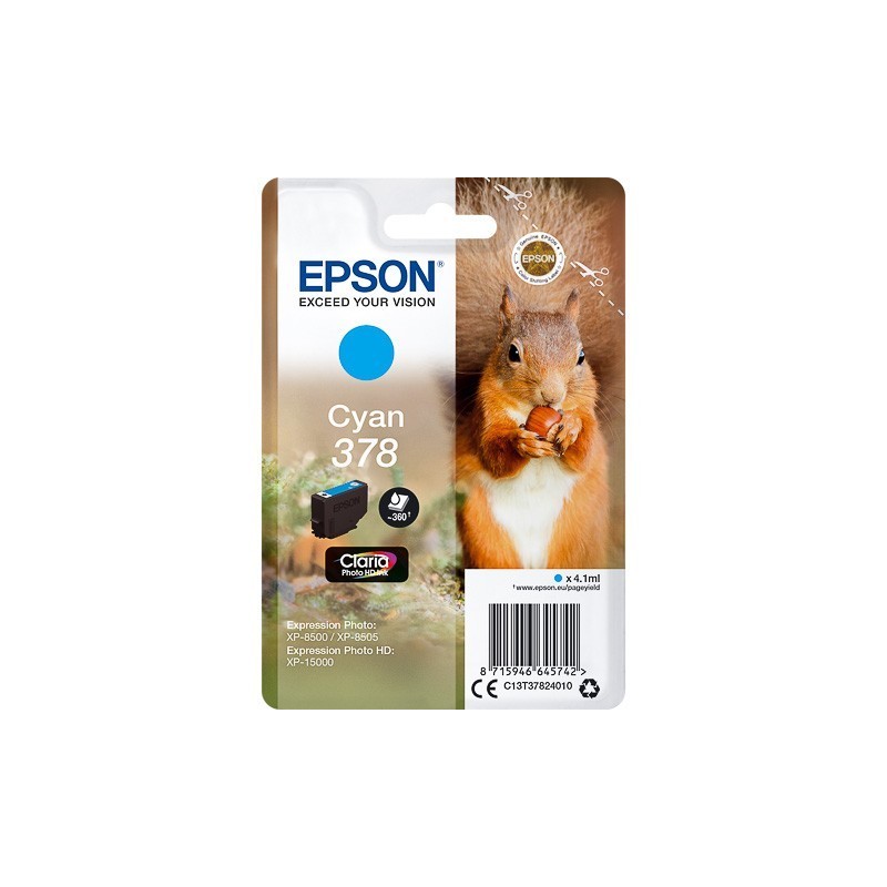 Cartouche Cyan Epson pour Expression Premium XP8500- XP8505 ... - (n°378 - Ecureuil) 