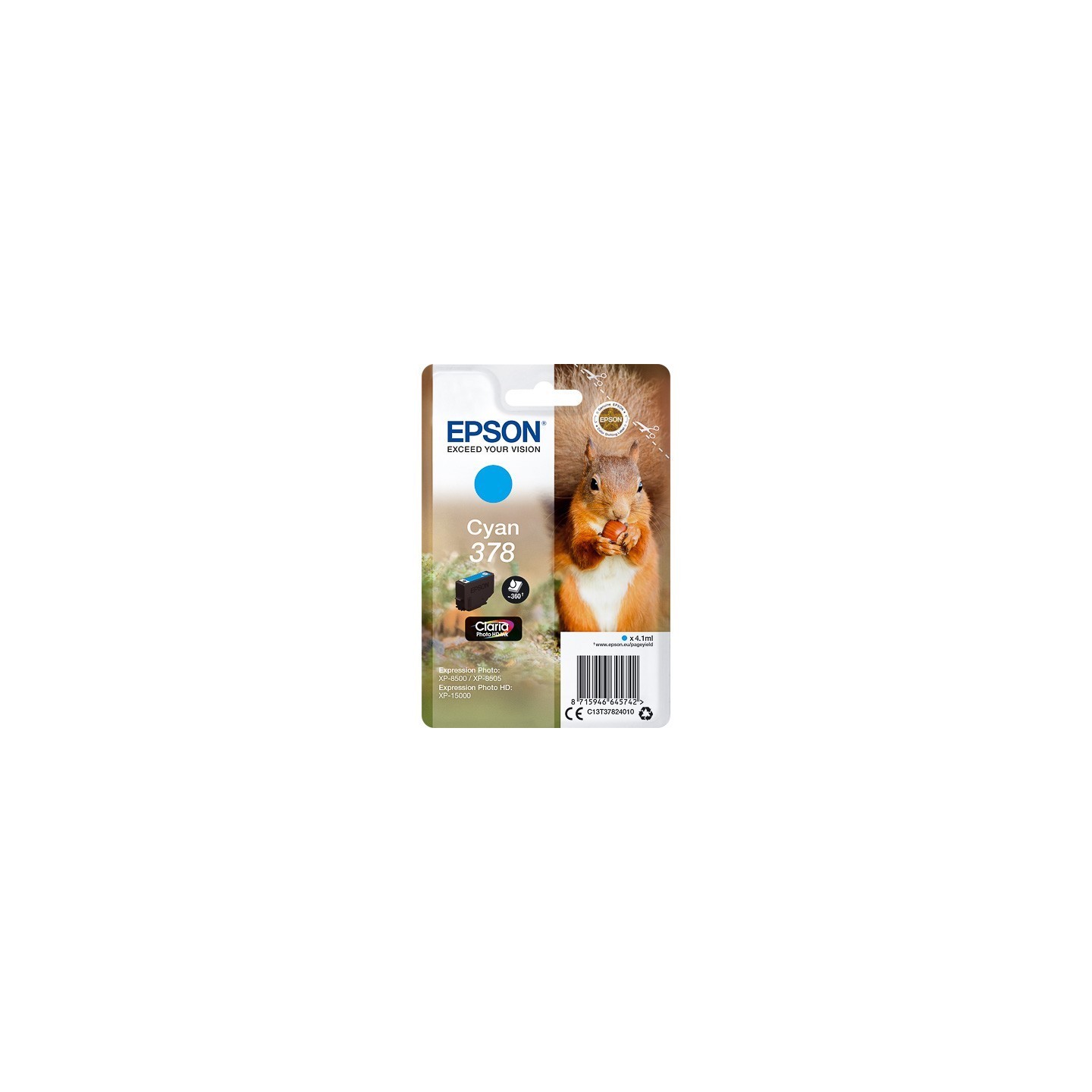 Cartouche Cyan Epson pour Expression Premium XP8500- XP8505 ... - (n°378 - Ecureuil) 