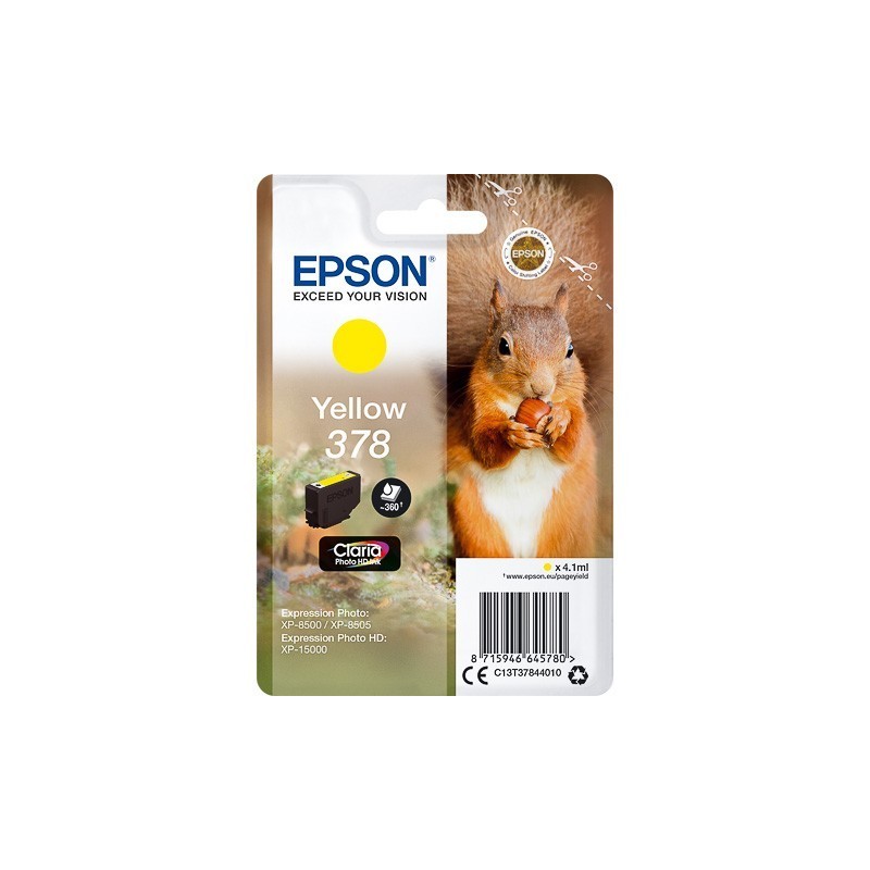 Cartouche Jaune Epson pour Expression Premium XP8500- XP8505 ... - (n°378 - Ecureuil) 
