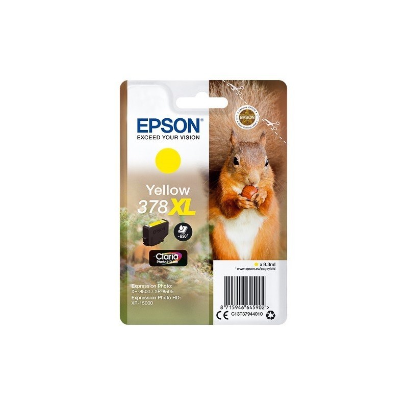 Cartouche Jaune XL Epson pour Expression Premium XP8500- XP8505 ... - (n°378XL - Ecureuil) 