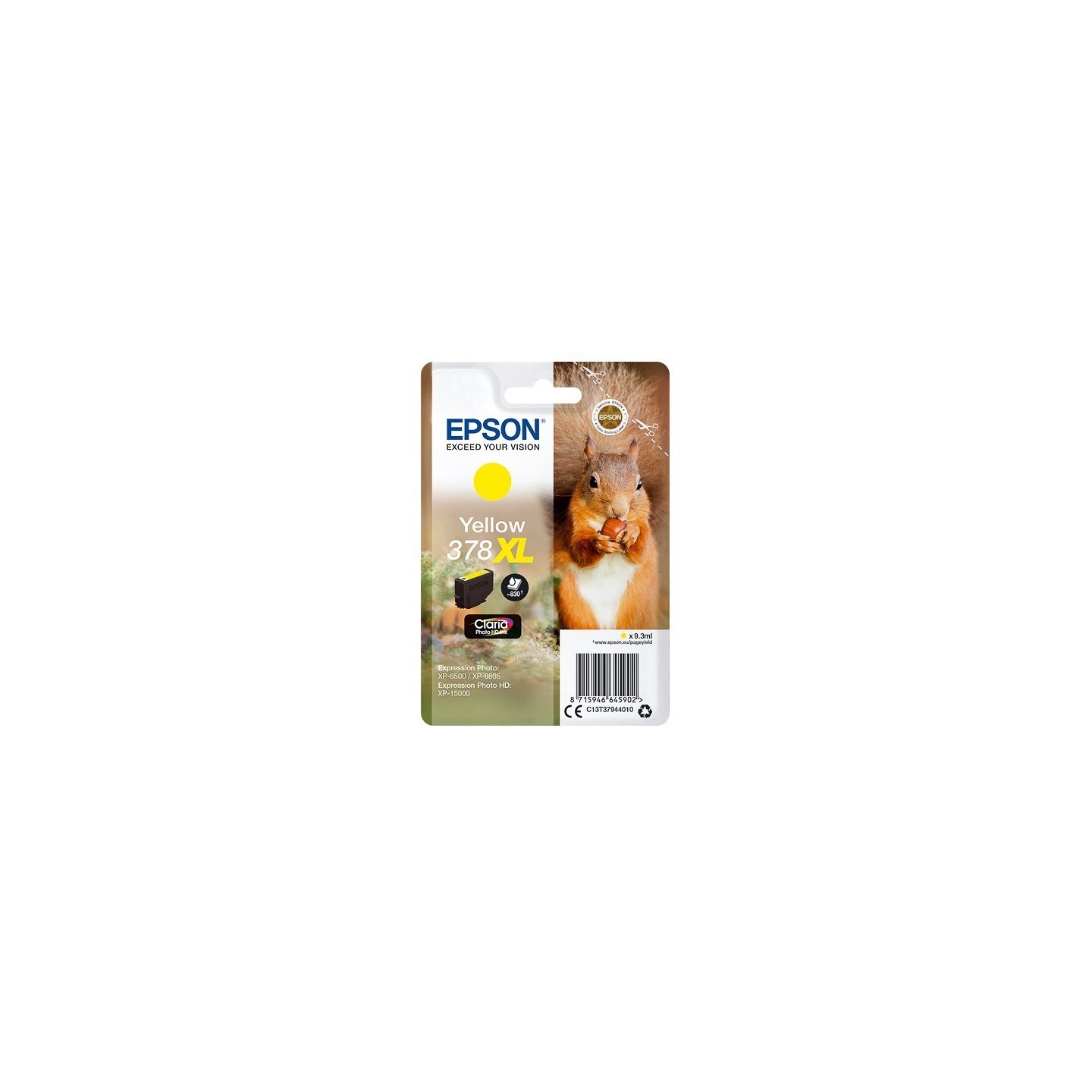 Cartouche Jaune XL Epson pour Expression Premium XP8500- XP8505 ... - (n°378XL - Ecureuil) 