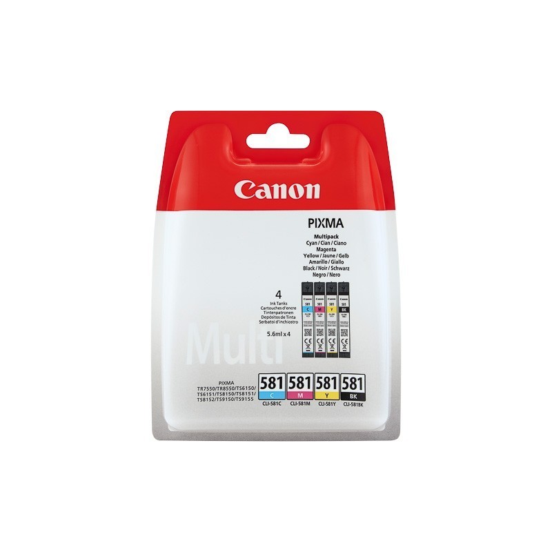 Pack 4 cartouches CLI-581BK+C+M+Y Canon pour Gamme PIXMA TS8150 ...