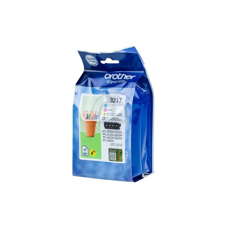 Pack 4 Cartouches Jet d'encre LC3217 BROTHER pour Imprimante  - Capacité 550 pages