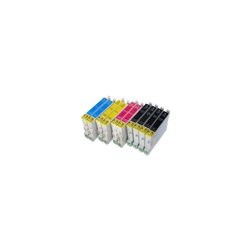 Pack de 10 Cartouches génériques pour Epson Stylus DX6050 / 4000 / 5000... ( 4BK/2C/2M/2Y )