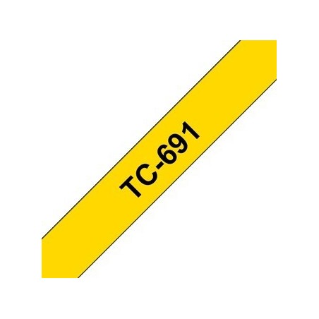 TC-691 Ruban thermique en cassette 9mm Brother TC691 noir sur jaune, Toner Express : achat en ligne de Ruban Brother 