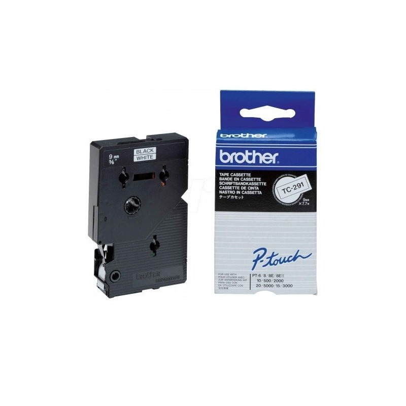 TC291 Ruban thermique en cassette Brother TC-291 9mm noir sur Blanc, Toner Express : achat en ligne 